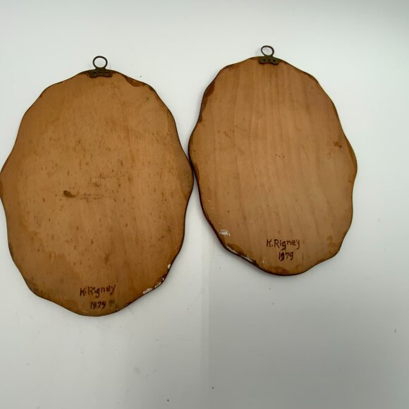 Original 2 Hand Painted Artist Signed K. Rigney 1979 Seascape on Wood - Picture 3 of 6